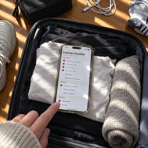 Packing checklist on a phone