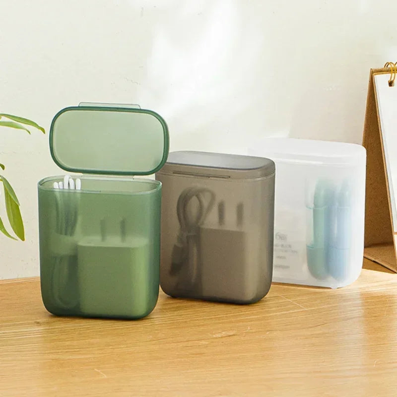 Portable Travel Data Cable Storage Box (with Lid)