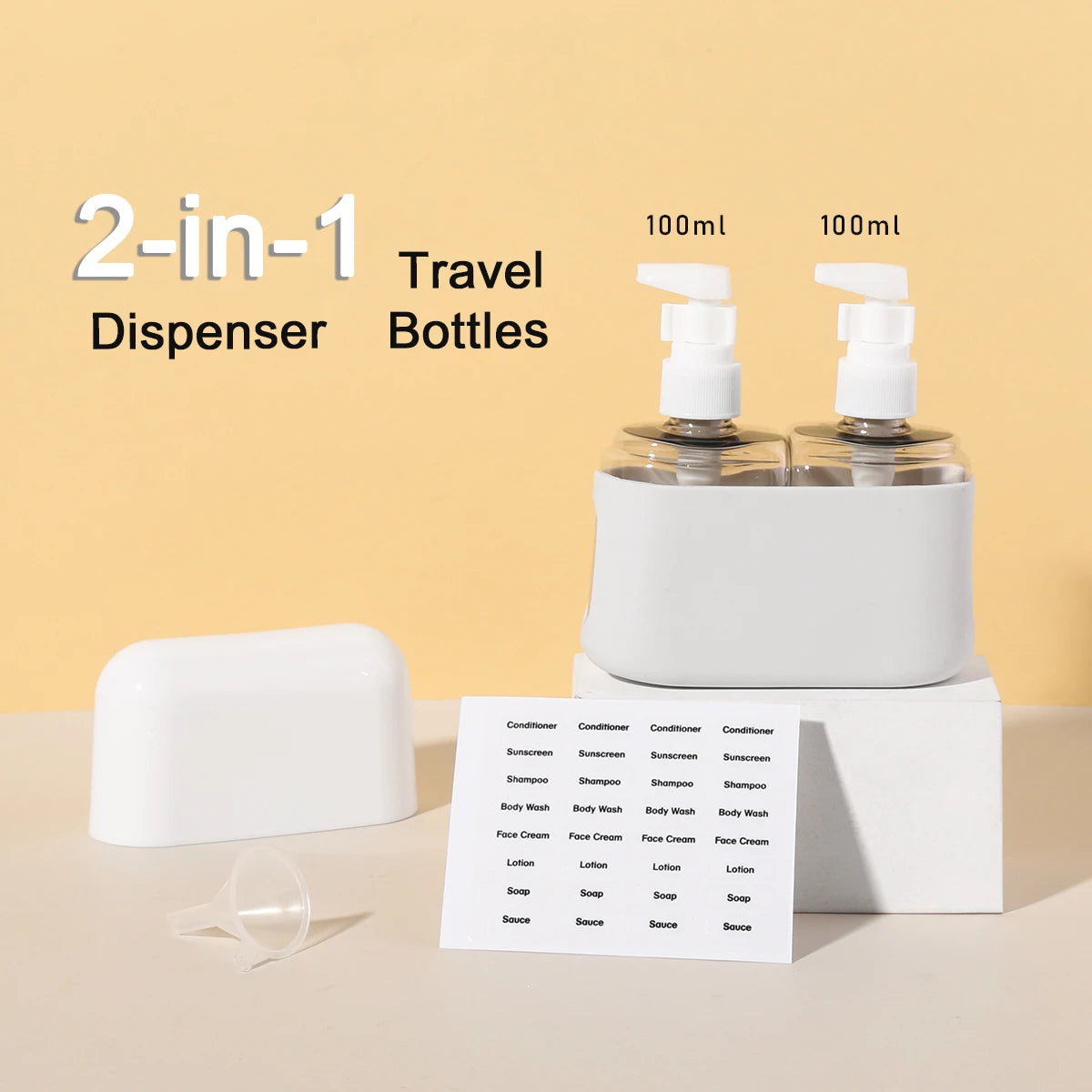 2 In 1 100ml Travel Bottle Set Combination Shampoo Shower Gel
