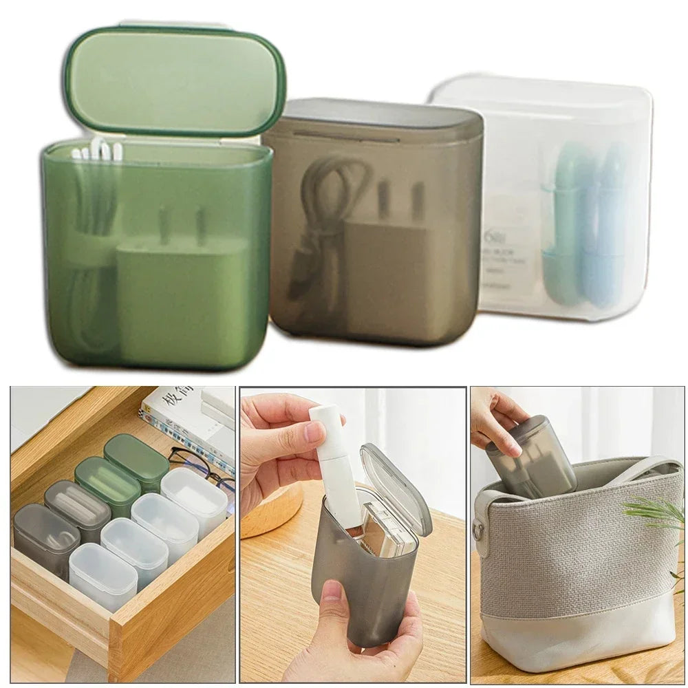 Portable Travel Data Cable Storage Box (with Lid)