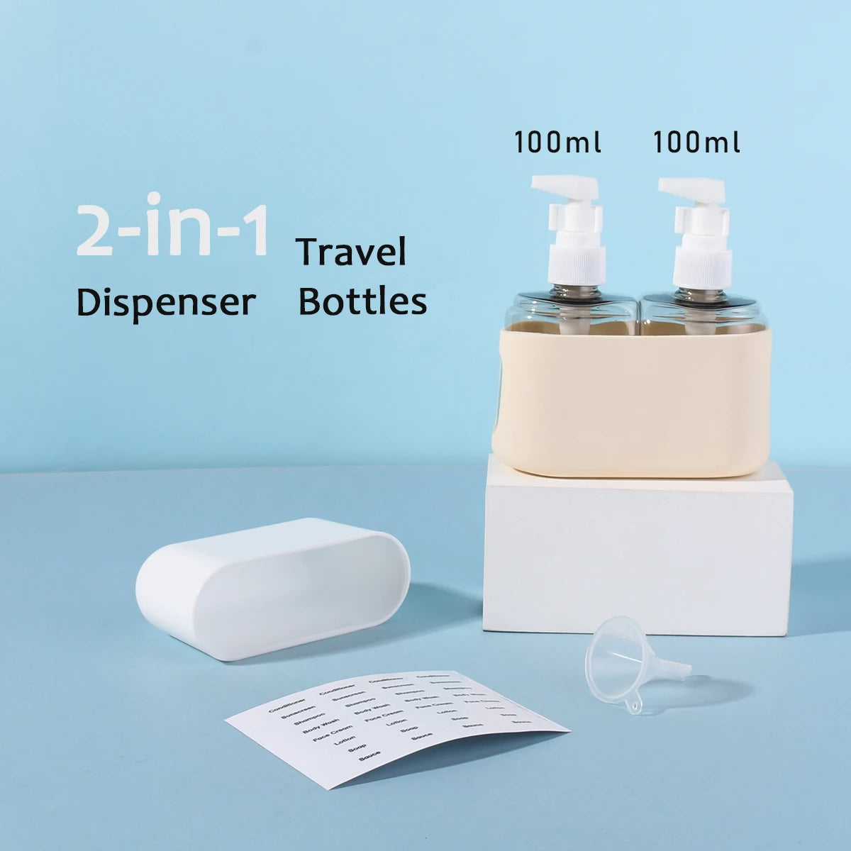 2 In 1 100ml Travel Bottle Set Combination Shampoo Shower Gel