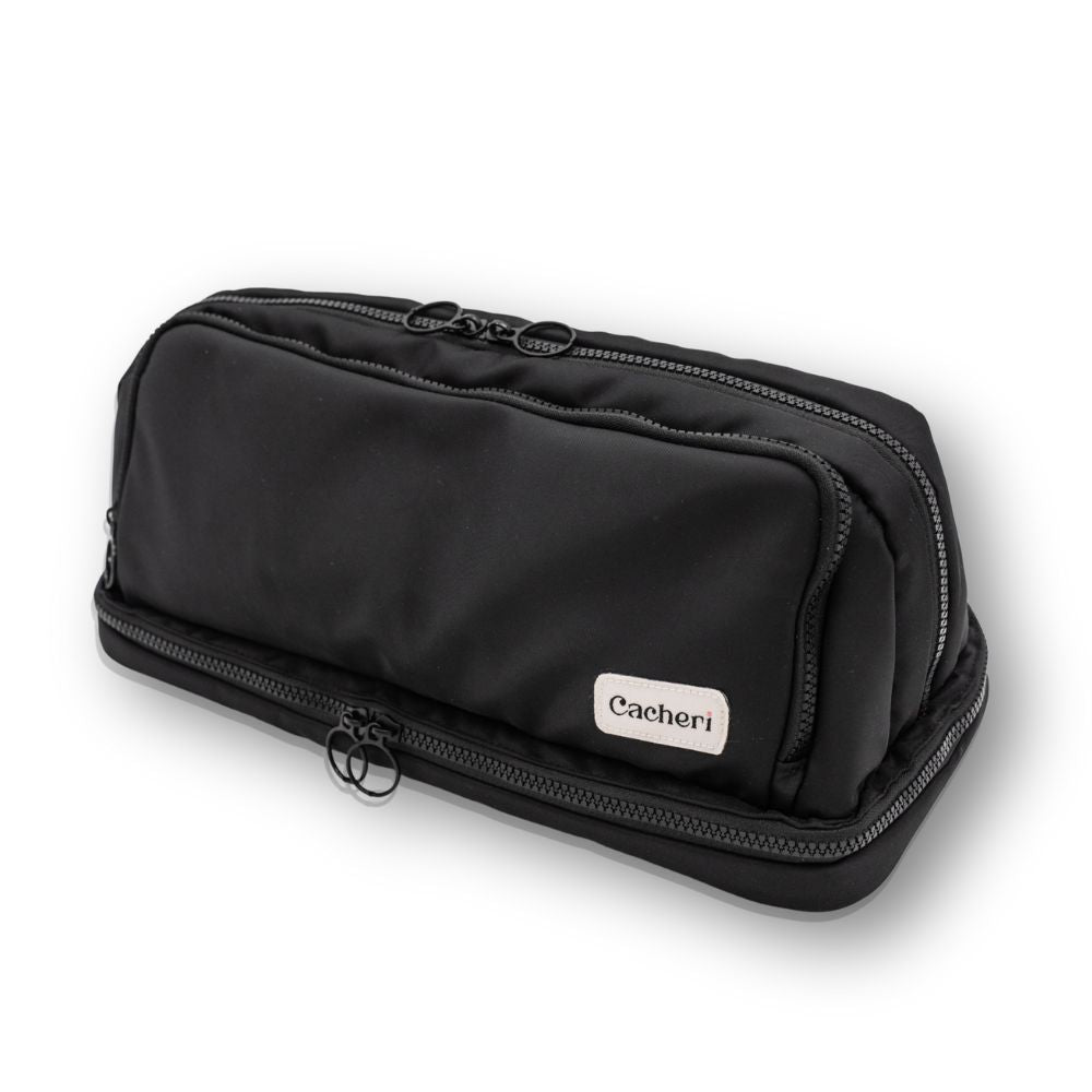 Travel Toiletry Bag with Heat Resistant Hair Tool Pocket Blue