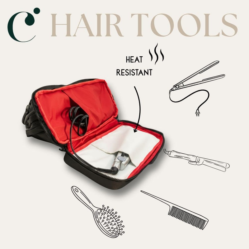 Heat resistant pocket for hot styling tools like Dyson and straighteners
