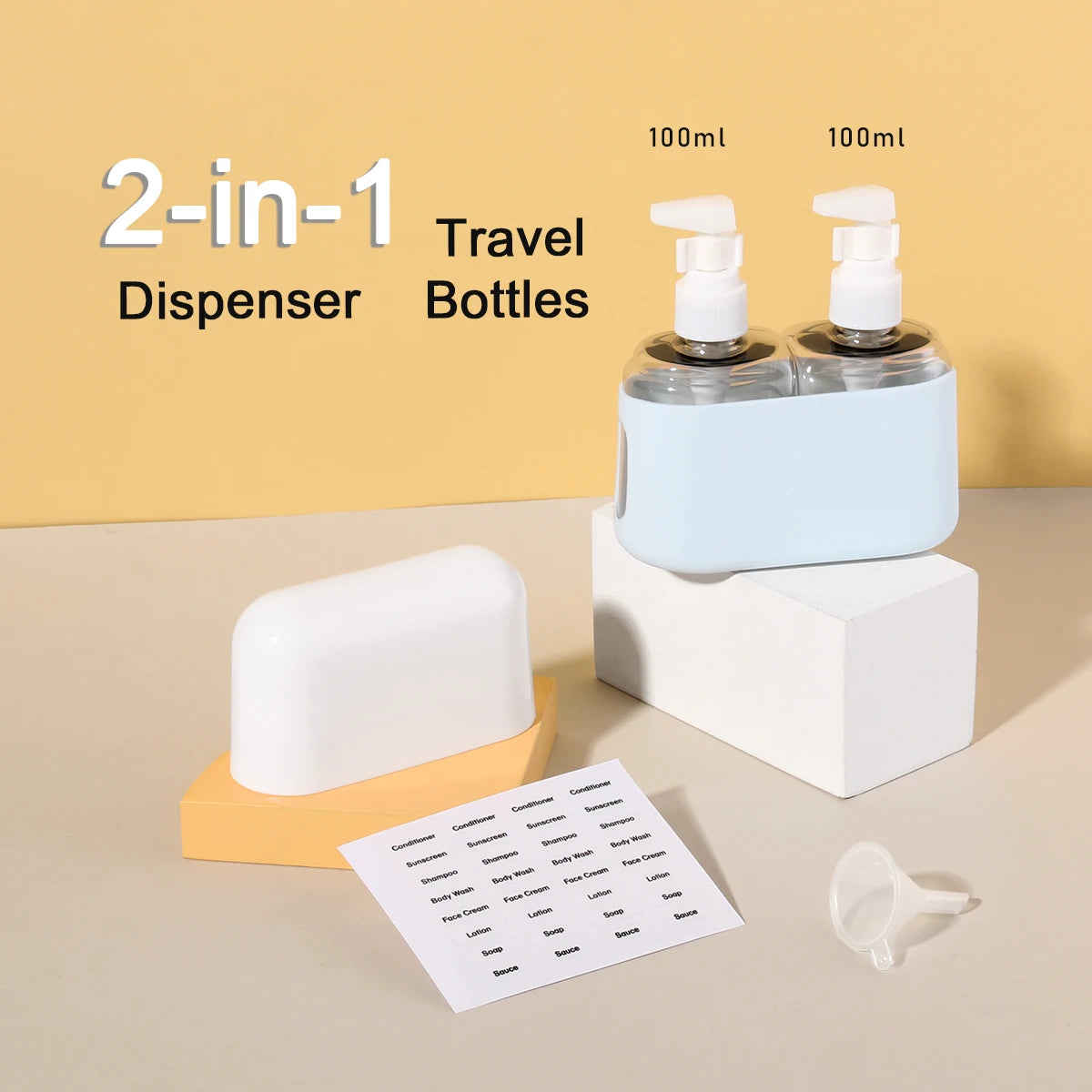 2 In 1 100ml Travel Bottle Set Combination Shampoo Shower Gel