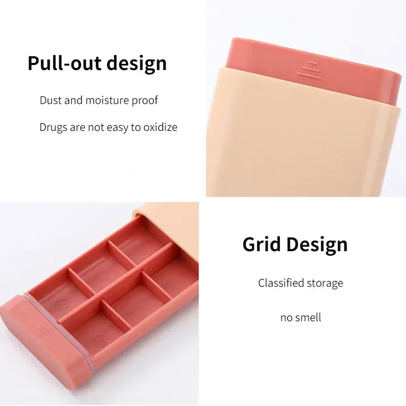 New Mini Small Portable Travel Vitamin Box Pill Cases 7 Days 6 Grids Container Organizer Storage Tablet  Medicine Fish Oils