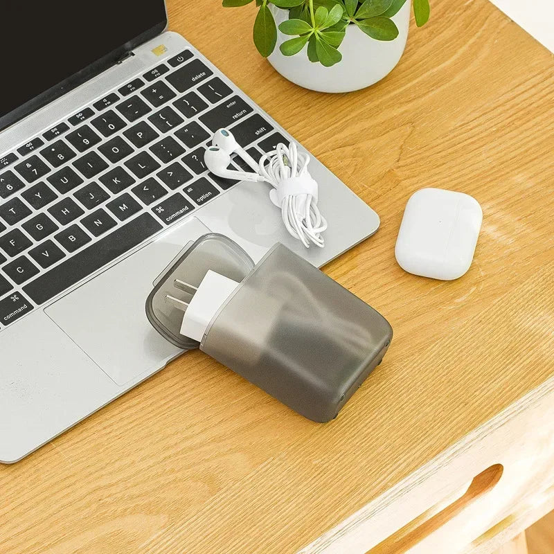 Portable Travel Data Cable Storage Box (with Lid)