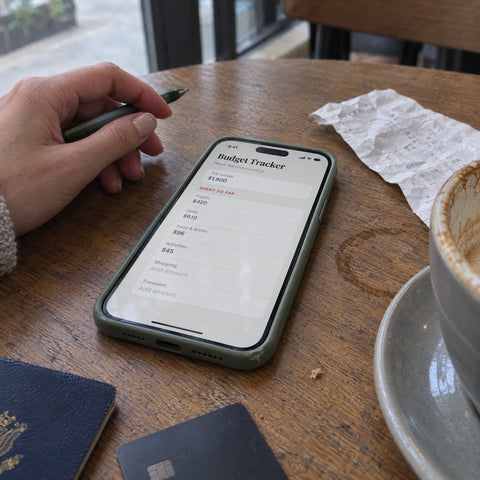The trip memories journal on a plane