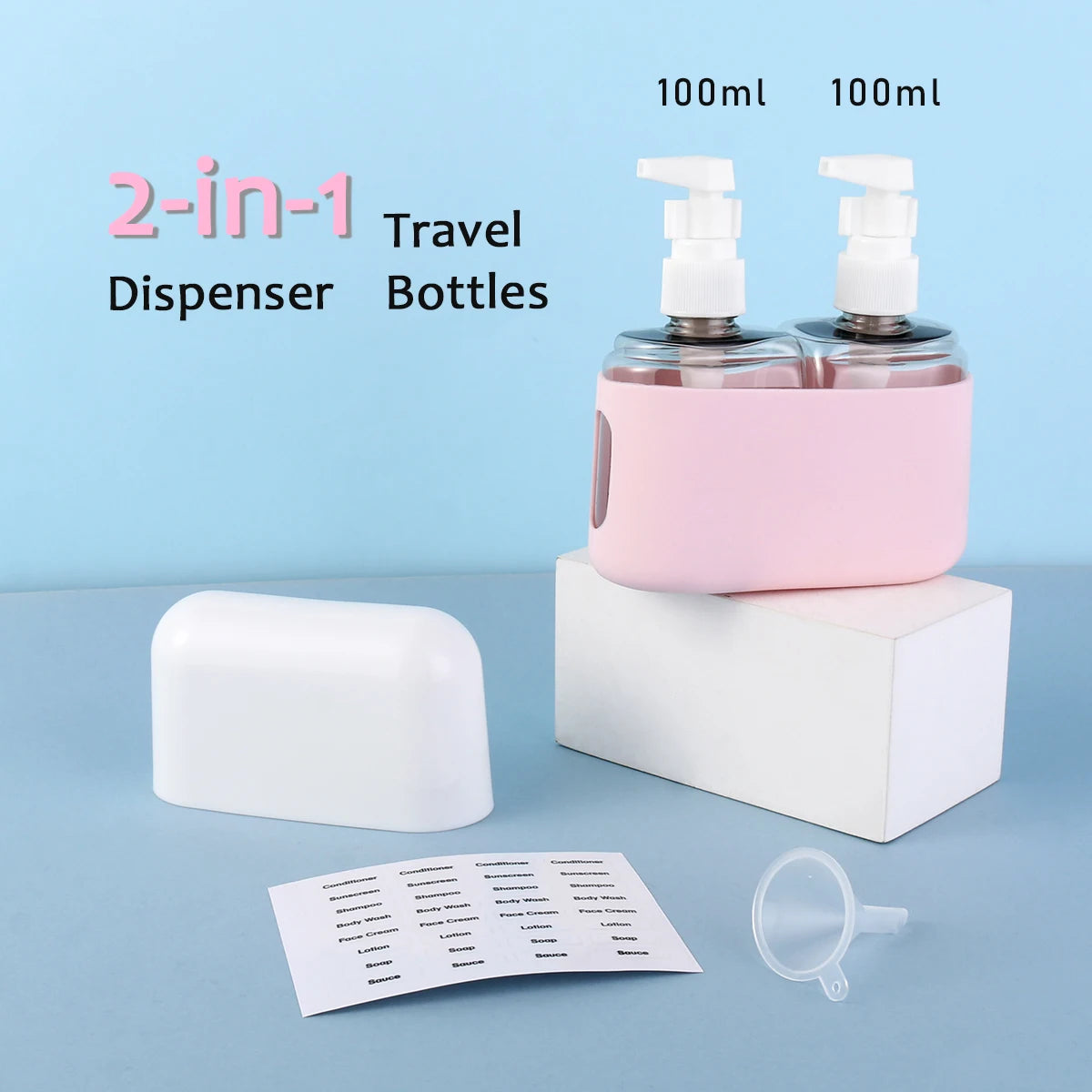 2 In 1 100ml Travel Bottle Set Combination Shampoo Shower Gel