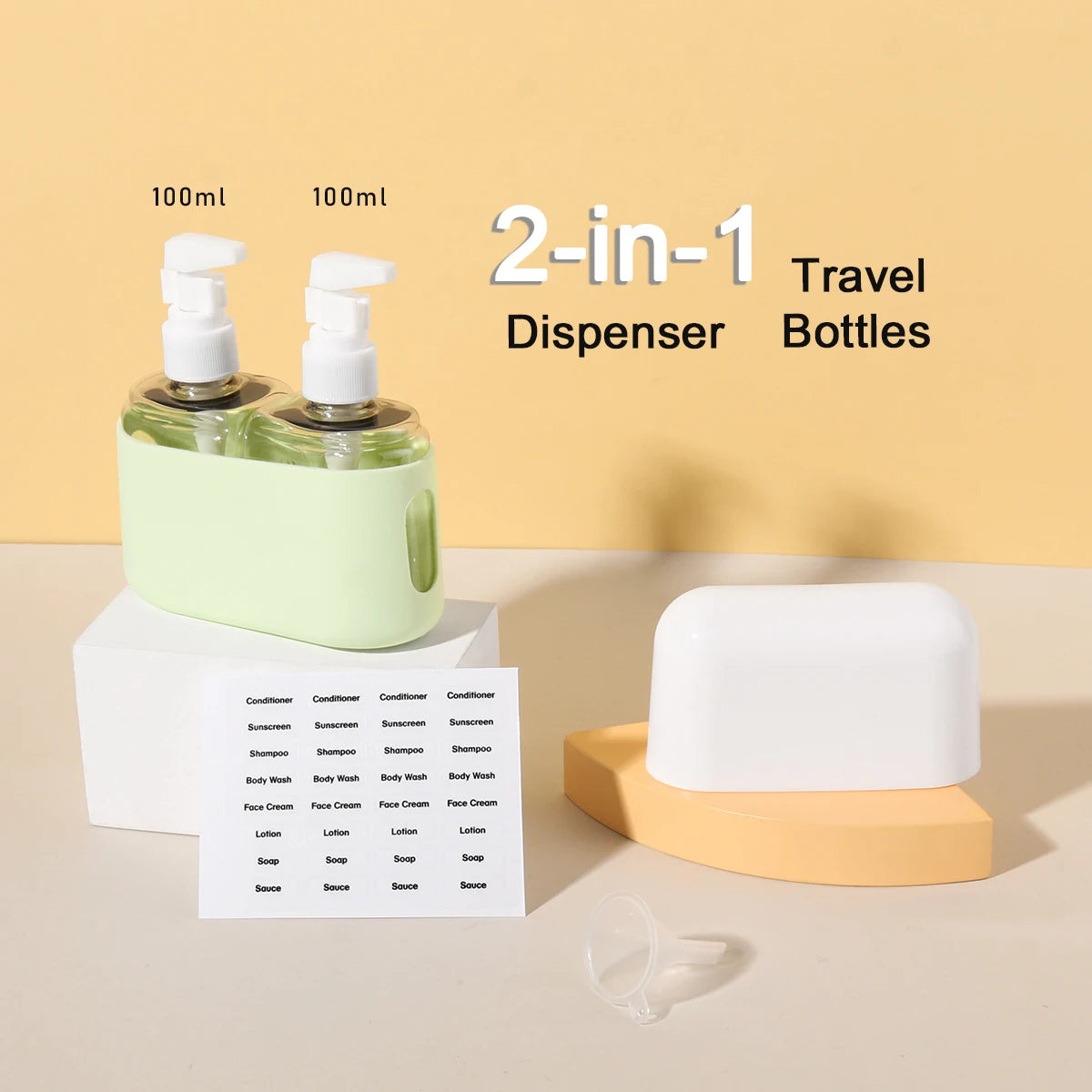 2 In 1 100ml Travel Bottle Set Combination Shampoo Shower Gel